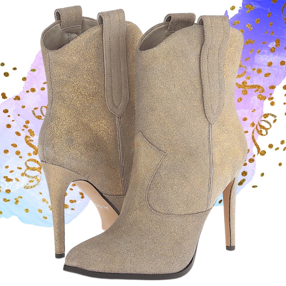 ALDO Gold Matte Metallic Heeled Booties sz W 9